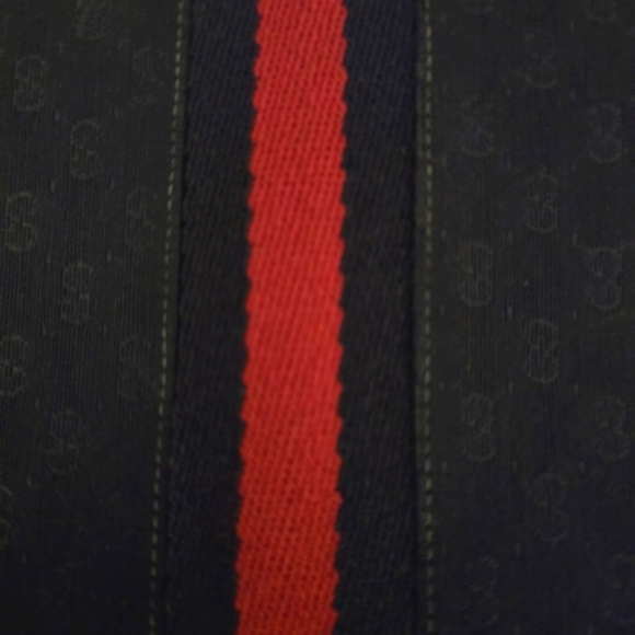 GUCCI Black & Red Pre-Serial # Era! 1970's Vintage! Web bifold vertical wallet - Picture 7 of 8